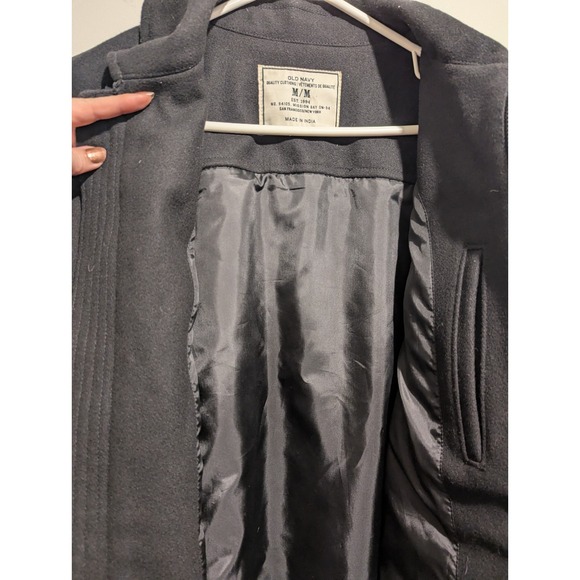 Vintage Old Navy Black Classic Wool Blend Full Zip Men's Medium Bomber Jacket - Picture 7 of 14